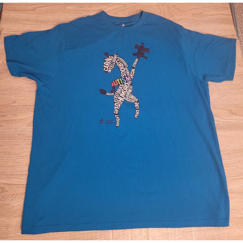 Autism Awareness Men's Sassafras Silhouette Graphic T-Shirt Men's 2XL Pre-owned